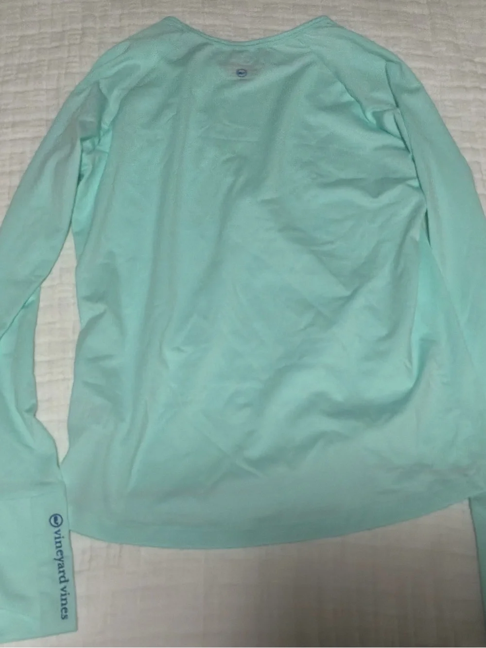 Vineyard Vines Short Sleeve Performance Tee in Aqua with Pink Trim